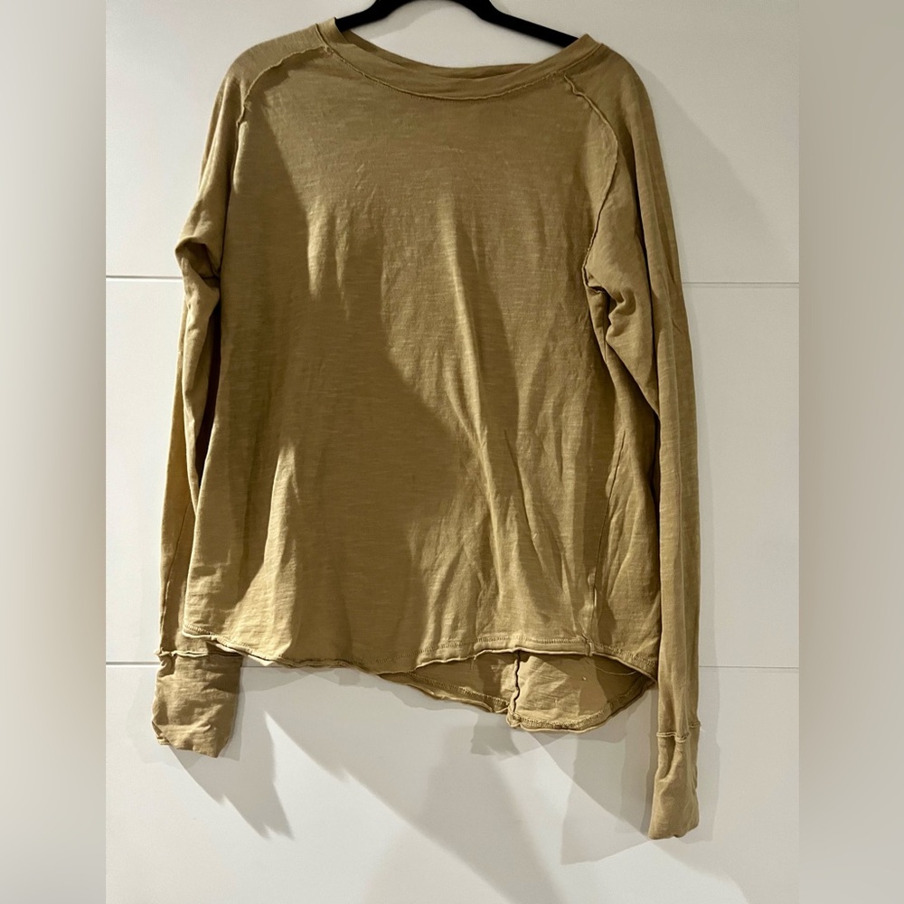We the Free Oversized Tan Long Sleeve Shirt, Women’s XS